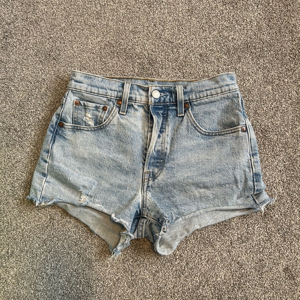 Levi's 501 Light Wash Frayed High-Rise Denim Shorts